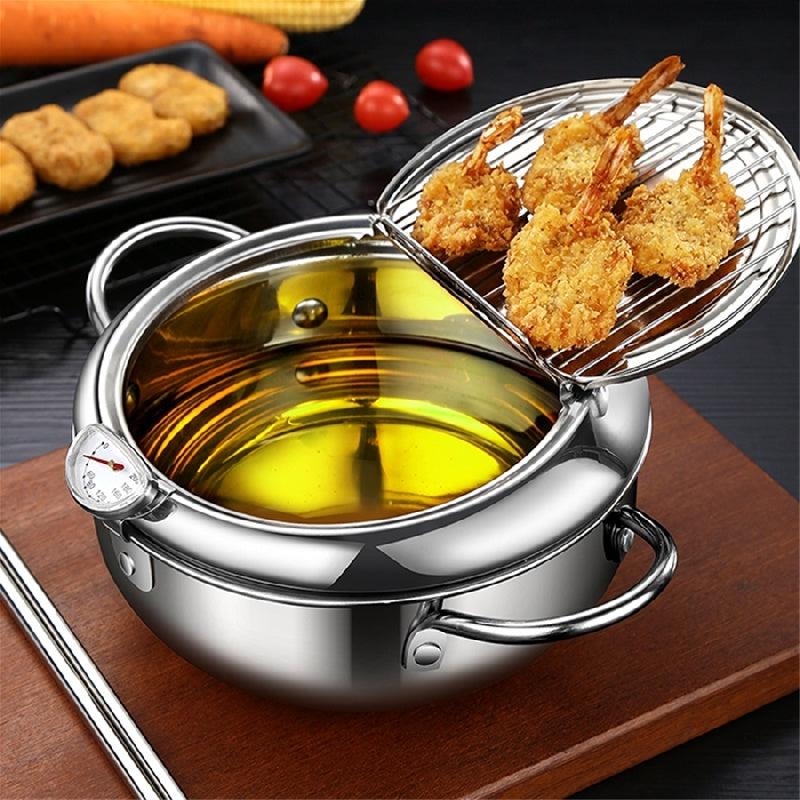Kitchen Cooking Pot Tempura Fryer Pan Temperature Controllable