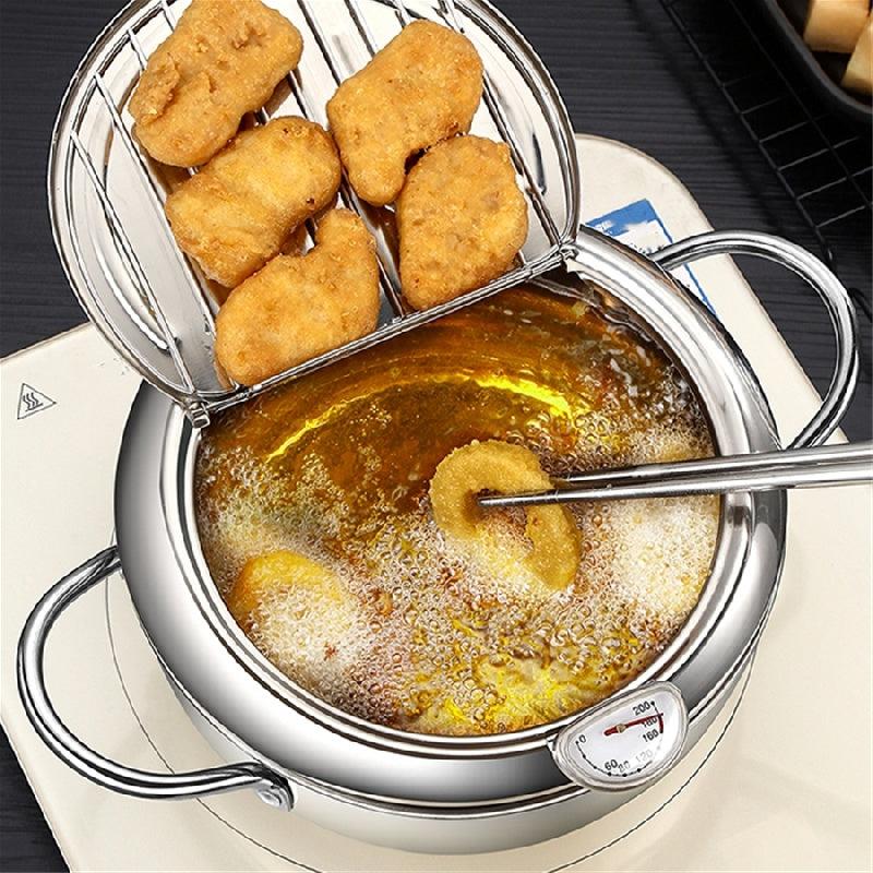 Kitchen Cooking Pot Tempura Fryer Pan Temperature Controllable