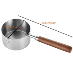 Small Milk Pan with Wooden Handle and Dual Pour Spouts