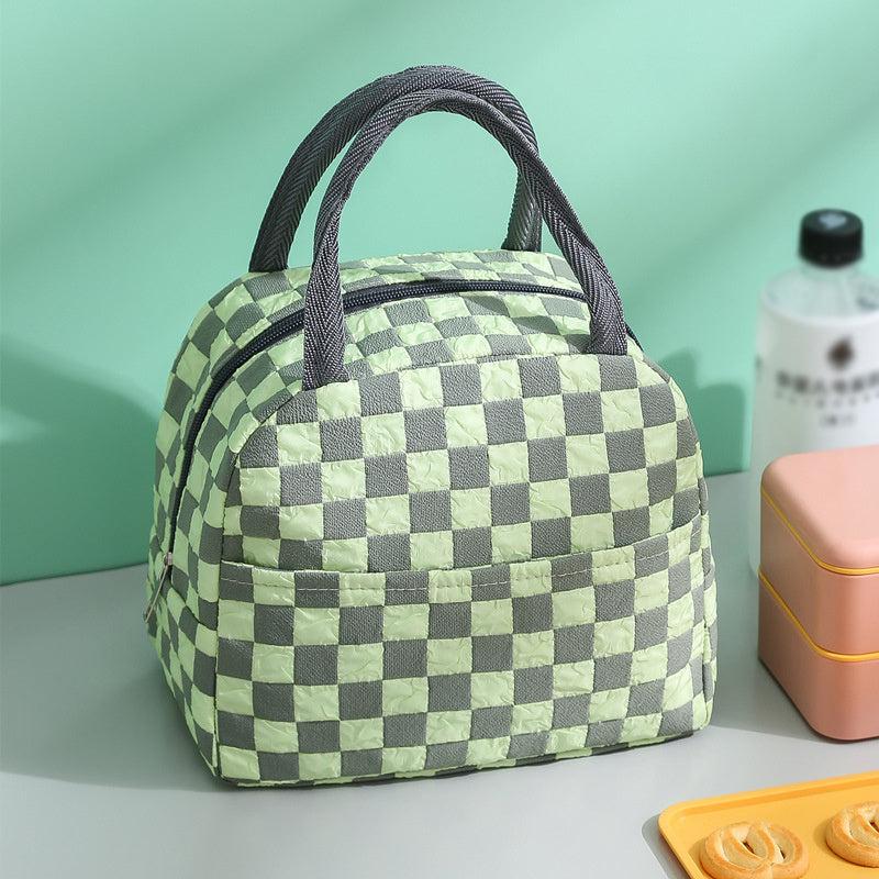 Checkered Insulated Lunch Bag Waterproof Picnic Bag Large Capacity