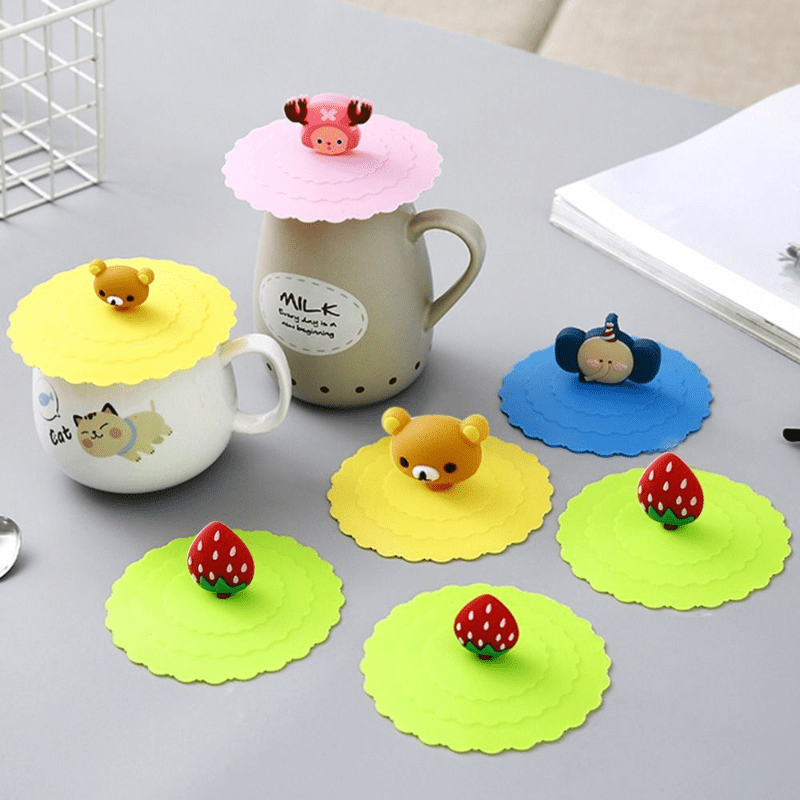 1pc Silicone Reusable Cup Lid 3.9'' Seal Suction Dustproof Leakproof Cap