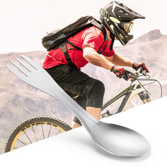 Stainless Steel Titanium Fork Spoon 2 in 1 Lightweight Travel Camping Tablew