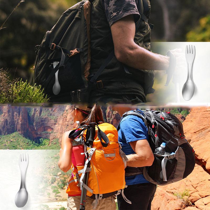 Stainless Steel Titanium Fork Spoon 2 in 1 Lightweight Travel Camping Tablew