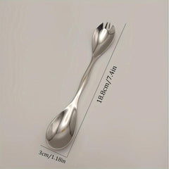 Stainless Steel Titanium Fork Spoon 2 in 1 Lightweight Travel Camping Tablew