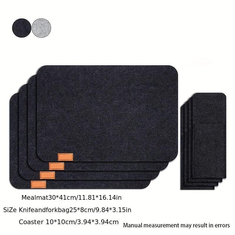 3pcs Felt Placemat Set with Coaster & Fork Bag