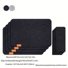 3pcs Felt Placemat Set with Coaster & Fork Bag