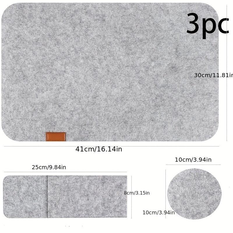 3pcs Felt Placemat Set with Coaster & Fork Bag