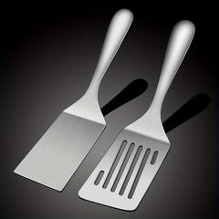 2pcs 25 Non Slip Pizza Cutter Shovel Stainless Steel Spatula Slotted Hamburger