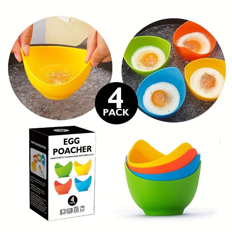 4pcs Silicone Egg Poachers Non Stick Egg Cooker Kitchen Gadget