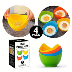 4pcs Silicone Egg Poachers Non Stick Egg Cooker Kitchen Gadget