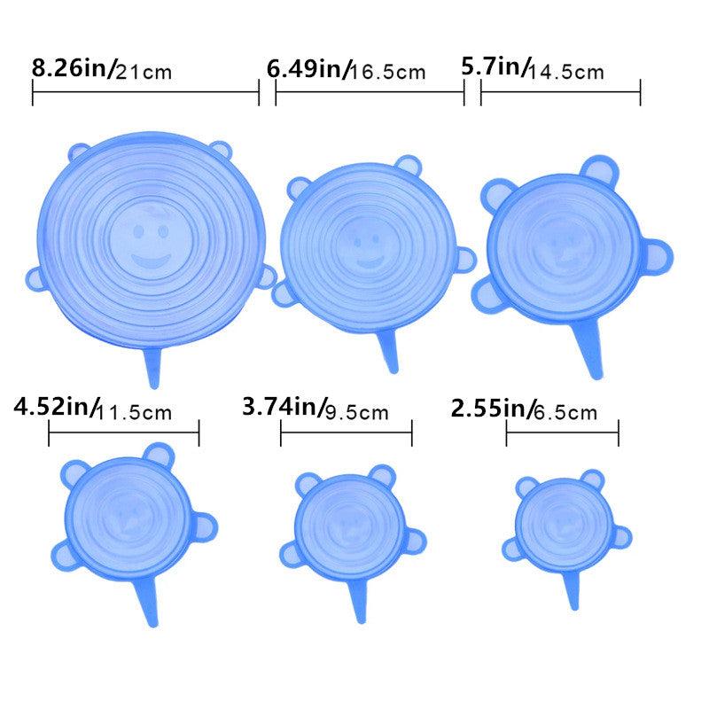 6pcs Silicone Stretch Lids Reusable Elastic Bowl Covers 6 Sizes Food Container