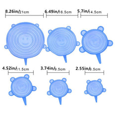 6pcs Silicone Stretch Lids Reusable Elastic Bowl Covers 6 Sizes Food Container
