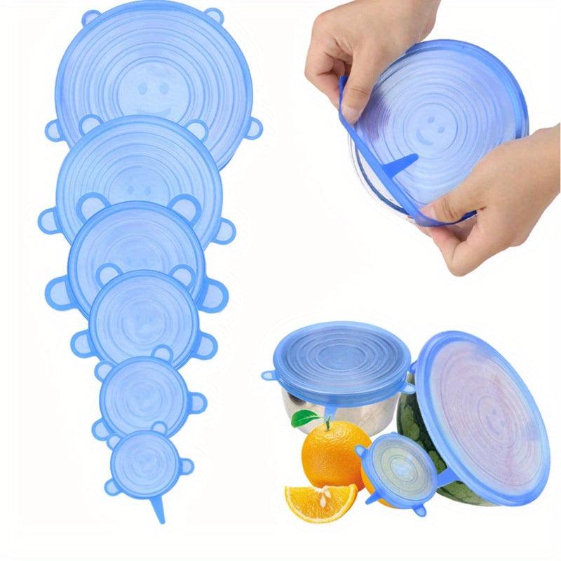 6pcs Silicone Stretch Lids Reusable Elastic Bowl Covers 6 Sizes Food Container