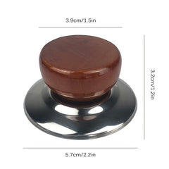 Wood Pot Lid Handle Stainless Steel Cap Kitchen Supplies