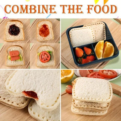 2Pcs Sandwich Cutter & Sealer Set Square Stainless Steel & Plastic Cookie Cutter