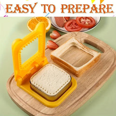 2Pcs Sandwich Cutter & Sealer Set Square Stainless Steel & Plastic Cookie Cutter