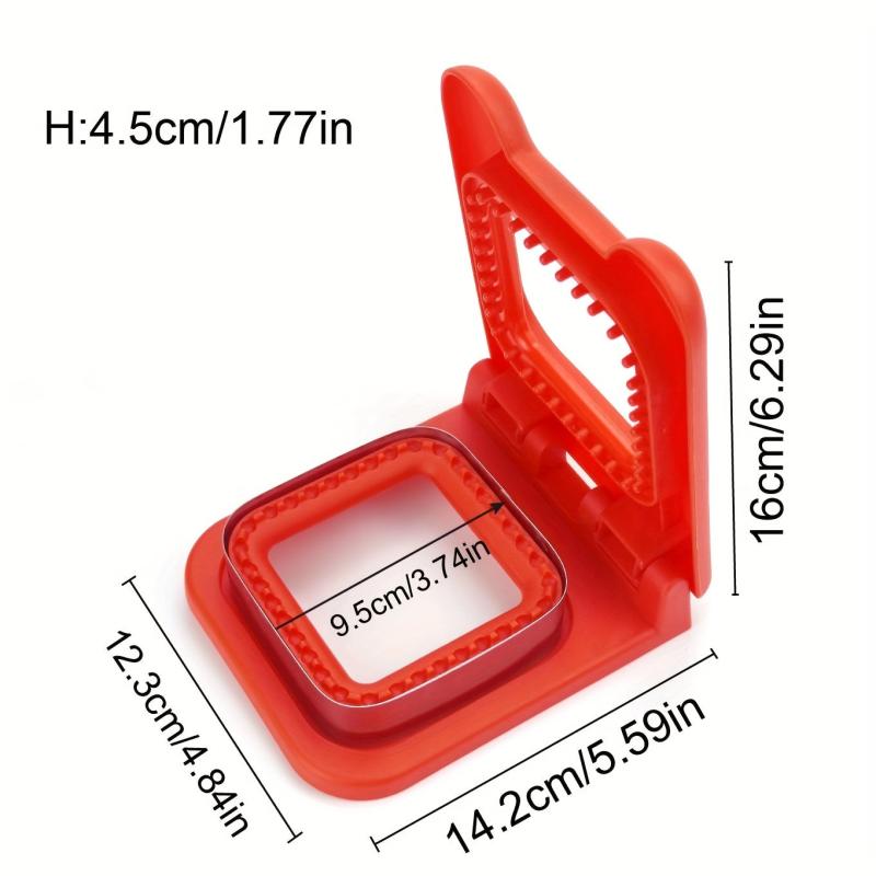 2Pcs Sandwich Cutter & Sealer Set Square Stainless Steel & Plastic Cookie Cutter