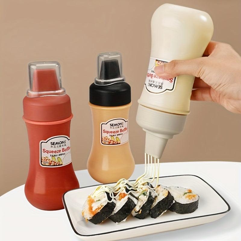 2pcs Squeeze Sauce Bottle Five Hole Plastic Ketchup Bottle Leak Proof Refillable