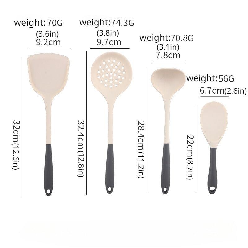 4pcs Silicone Cooking Utensils Wok Spatula Slotted Spoon Soup Ladle Rice Paddle