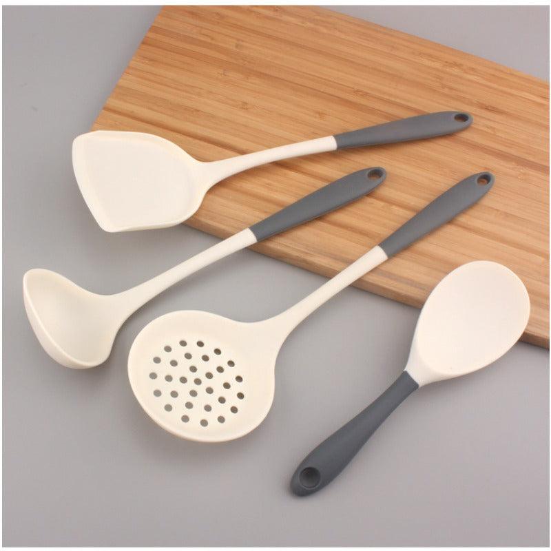 4pcs Silicone Cooking Utensils Wok Spatula Slotted Spoon Soup Ladle Rice Paddle