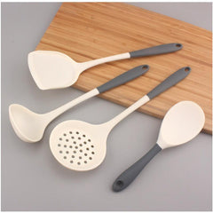4pcs Silicone Cooking Utensils Wok Spatula Slotted Spoon Soup Ladle Rice Paddle