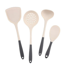 4pcs Silicone Cooking Utensils Wok Spatula Slotted Spoon Soup Ladle Rice Paddle
