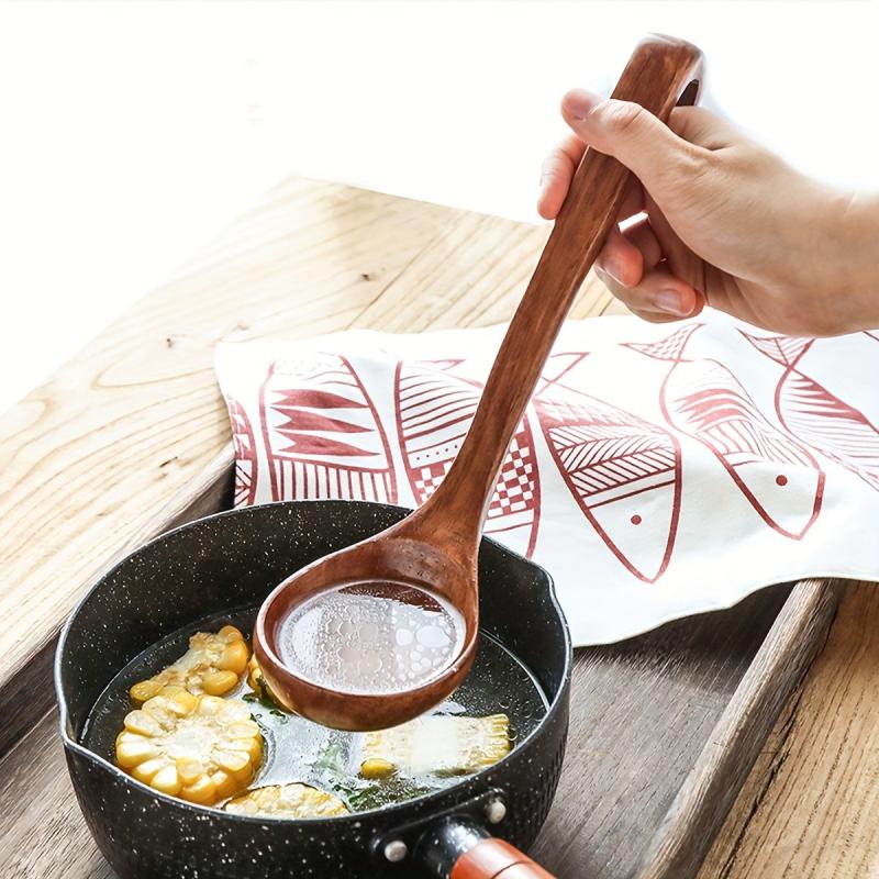 Wooden Ladle Soup Spoon with Long Handle Kitchen Utensils