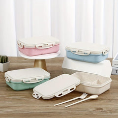 1PC Wheat Plastic Lunch Box Meal Box For Office Worker Divided Bento Box