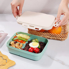 1PC Wheat Plastic Lunch Box Meal Box For Office Worker Divided Bento Box