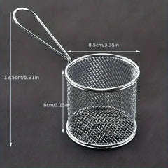 Stainless Steel Round Fry Basket for Frying - Business & Home Use