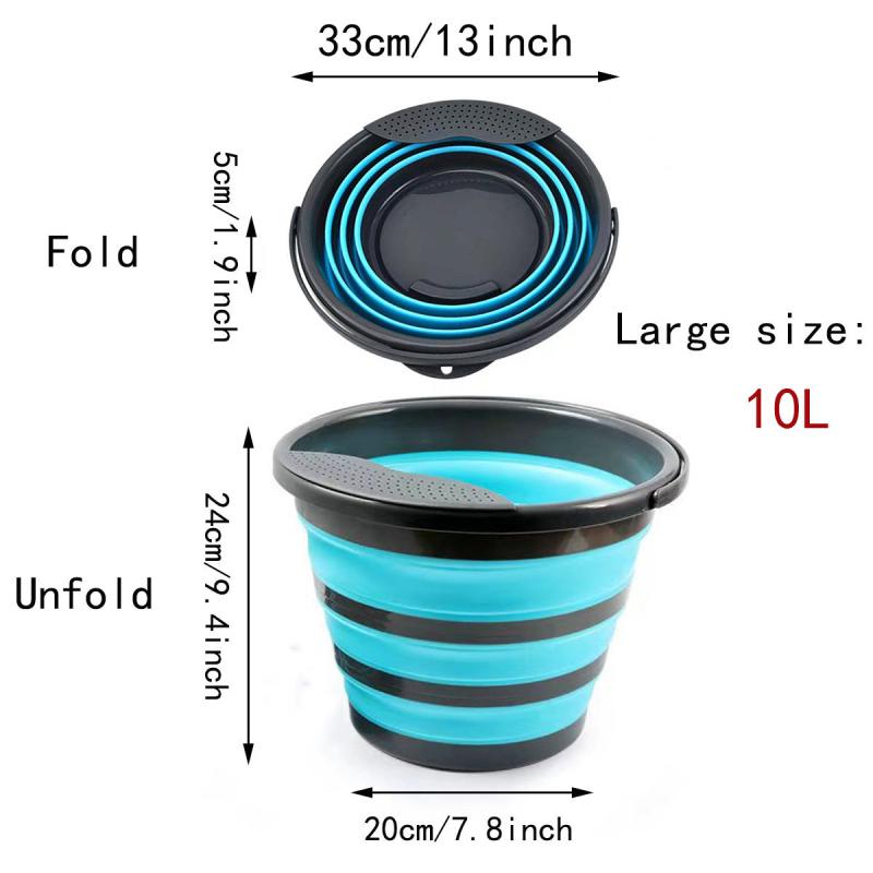 Portable Folding Bucket Space Saving Storage Basket Handles Camping Home Accesso