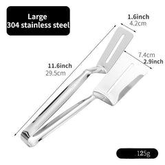 Stainless Steel Steak Clamp and Food Tong for Grilling, Frying, Baking