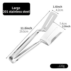Stainless Steel Steak Clamp and Food Tong for Grilling, Frying, Baking
