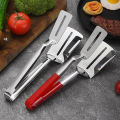 Stainless Steel Steak Clamp and Food Tong for Grilling, Frying, Baking