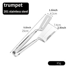 Stainless Steel Steak Clamp and Food Tong for Grilling, Frying, Baking