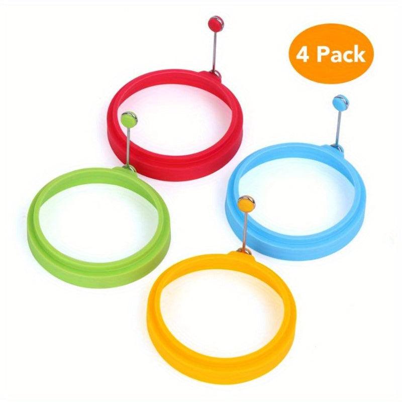 4pcs Non Stick Silicone Egg Rings for Perfect Omelettes Pancakes Sandwiches