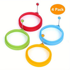 4pcs Non Stick Silicone Egg Rings for Perfect Omelettes Pancakes Sandwiches