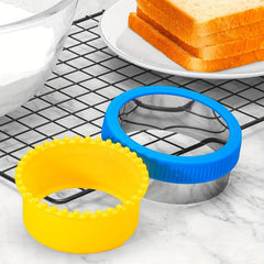2pcs Sandwich Cutter & Sealer Set Stainless Steel & Plastic Cookie Cutters