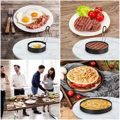 3pcs Non Stick Egg Ring Baking Pan Set Omelet Egg Cooker Mold With Brush