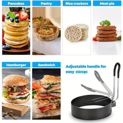 3pcs Non Stick Egg Ring Baking Pan Set Omelet Egg Cooker Mold With Brush