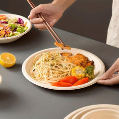 25Pcs Natural Bagasse Plates Eco Friendly Biodegradable Compostable