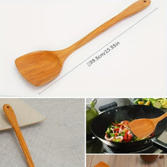 4Pcs Wooden Kitchen Utensils Set Non Stick Long Handle Shovel Ladle Spatula