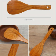 4Pcs Wooden Kitchen Utensils Set Non Stick Long Handle Shovel Ladle Spatula