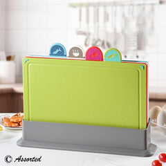 4-Piece Colour-Coded Plastic Cutting Board Set with Storage Case