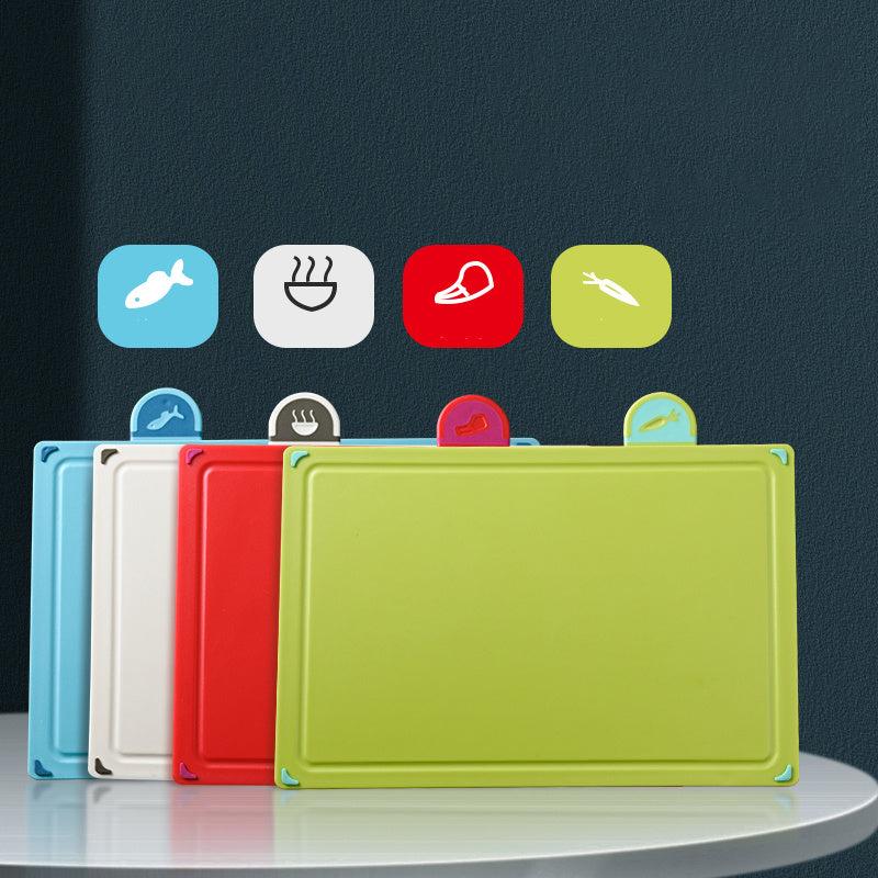 4-Piece Colour-Coded Plastic Cutting Board Set with Storage Case