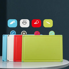 4-Piece Colour-Coded Plastic Cutting Board Set with Storage Case