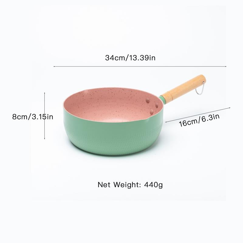 1pc Non Stick Aluminum Maifan Stone Snow Pan for Cooking Noodles Milk Soup
