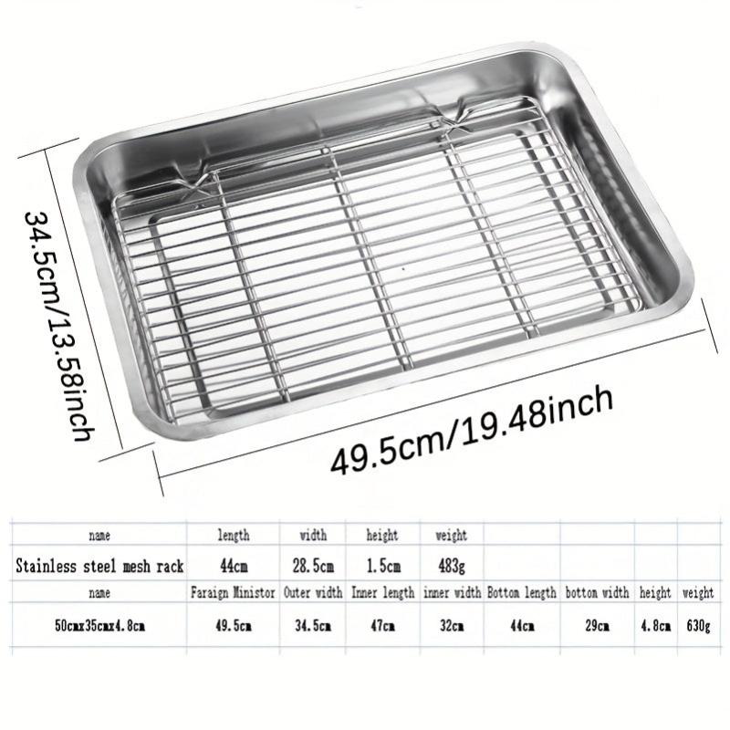Stainless Steel Square Plate With Net Control Rack Commercial Tray