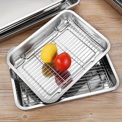 Stainless Steel Square Plate With Net Control Rack Commercial Tray