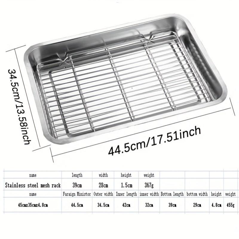 Stainless Steel Square Plate With Net Control Rack Commercial Tray